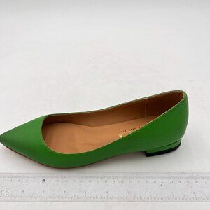 FSJ Green Flat Pumps Pointed Toe Slip On Party Dress Shoe for Comfort